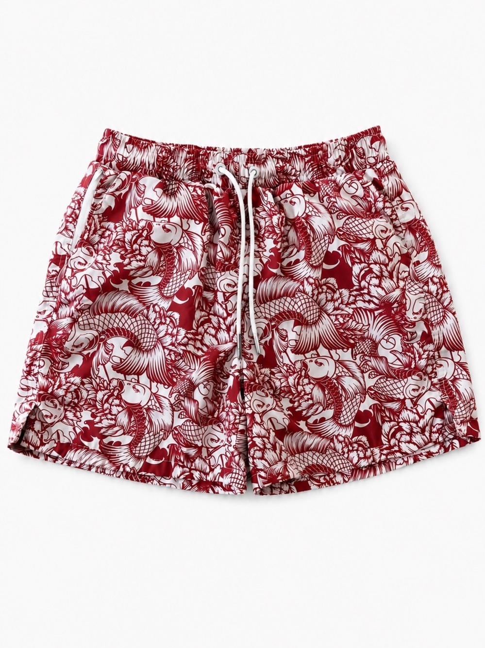 Maison Article Koi Fish Print Swim Trunks Men’s Medium Mesh Lined Zipper Pockets